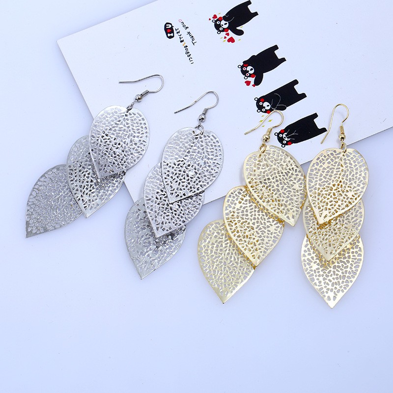 Anting Tusuk Wanita Korea Anting Model Gantung Fashion Layer Kupu Kupu Daun Bulat Ukuran Besar Dalika