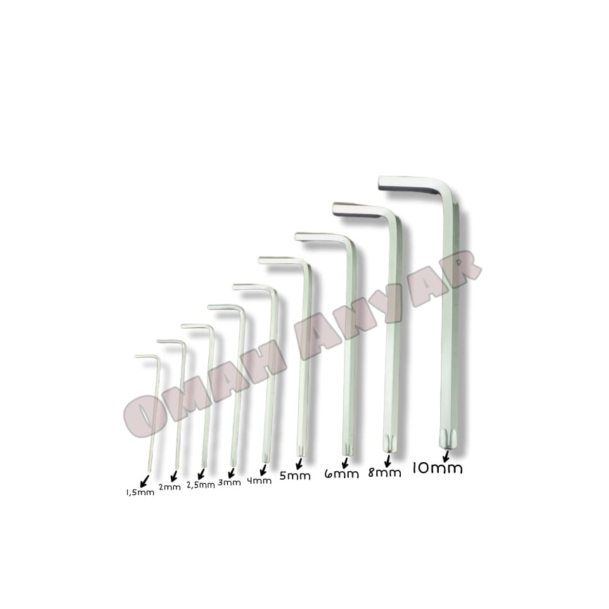 Kunci Set L Panjang Hex Key Wrench Set 9 buah