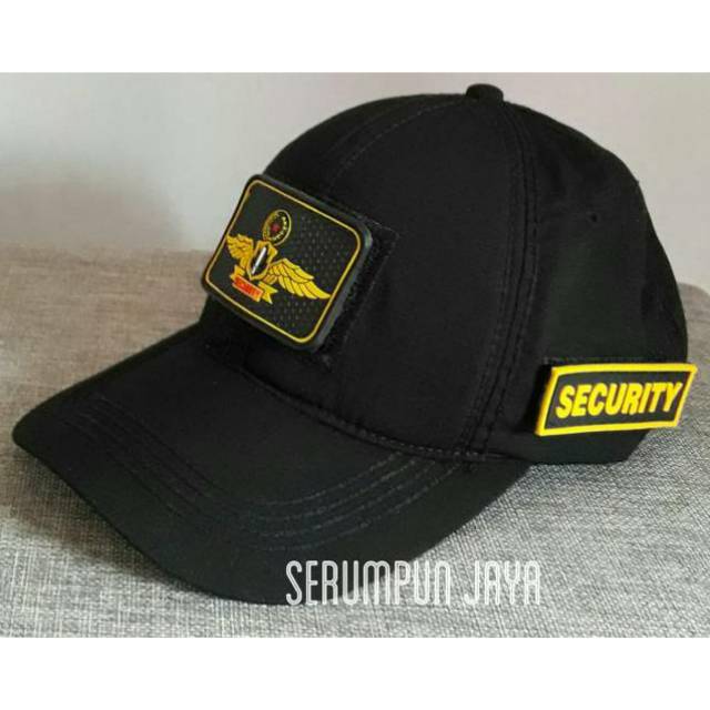 TOPI SECURITY WINGS - TOPI SECURITY LOGO WINGS 3PATCH VELCRO HITAM