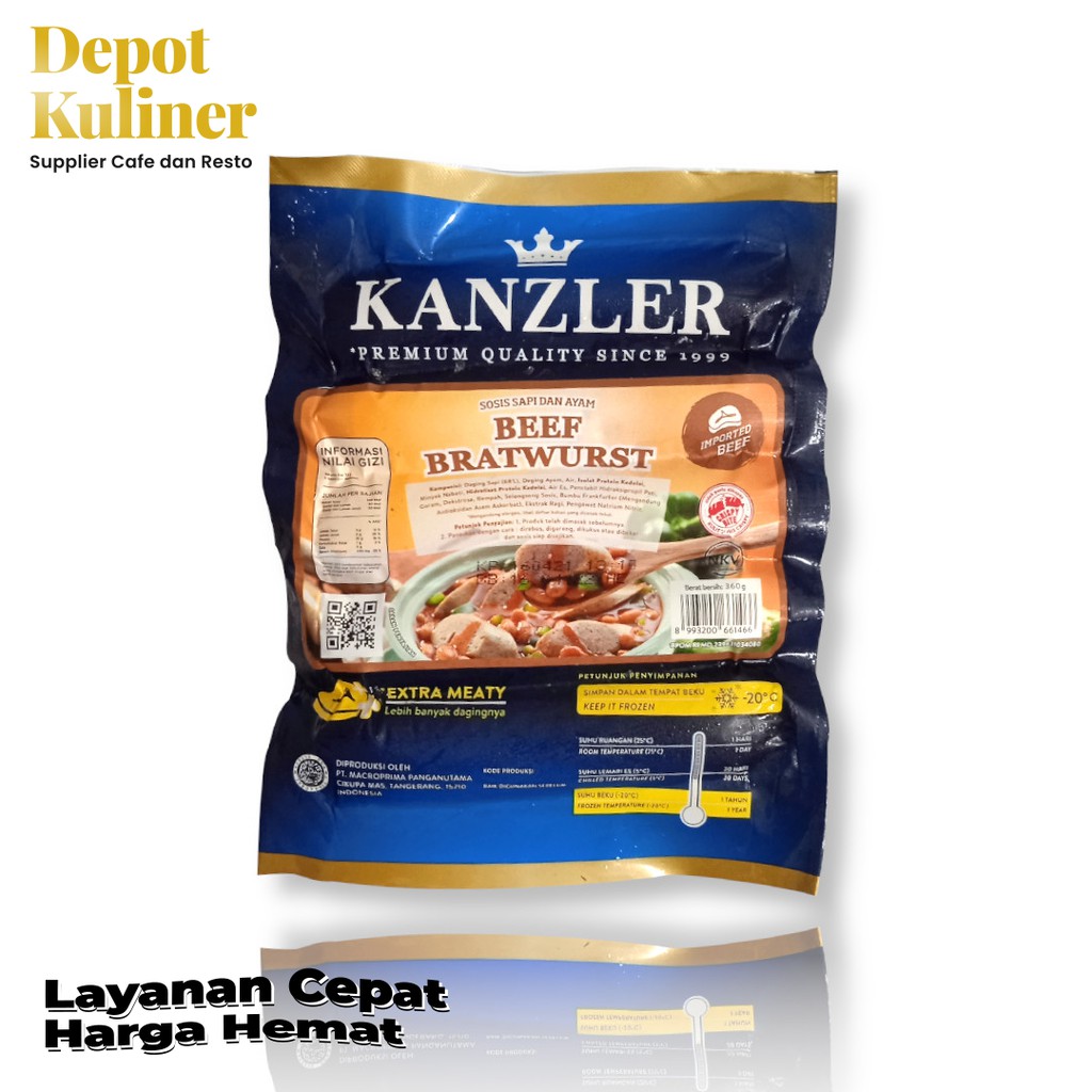 Sosis Sapi Kanzler Beef Sausage Bratwurst 360 GR