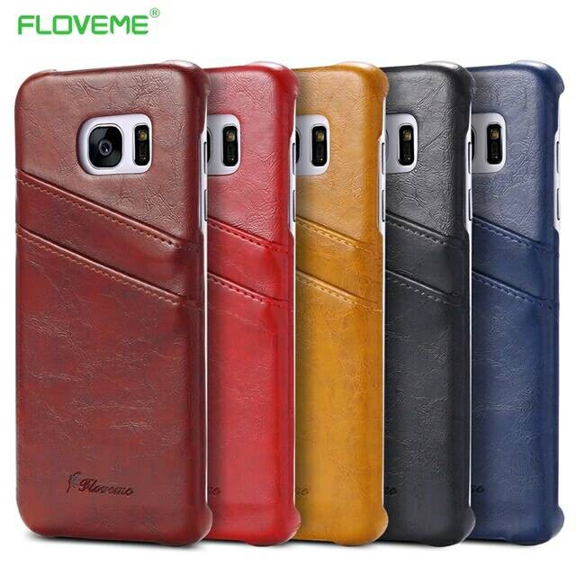 VINTAGE LEATHER CASE/CASING SAMSUNG GALAXY S7/EDGE SOFT WITH CARD SLOT - Merah, Samsung S7