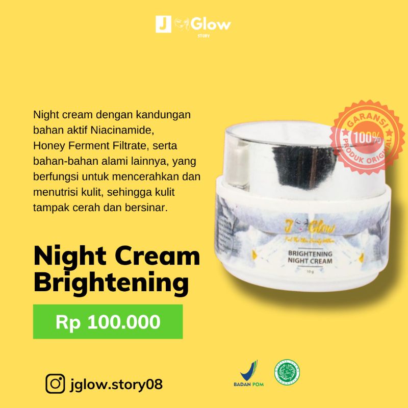 NIGHT CREAM GLOWING KLINIK JGLOW 100%ORIGINAL✅