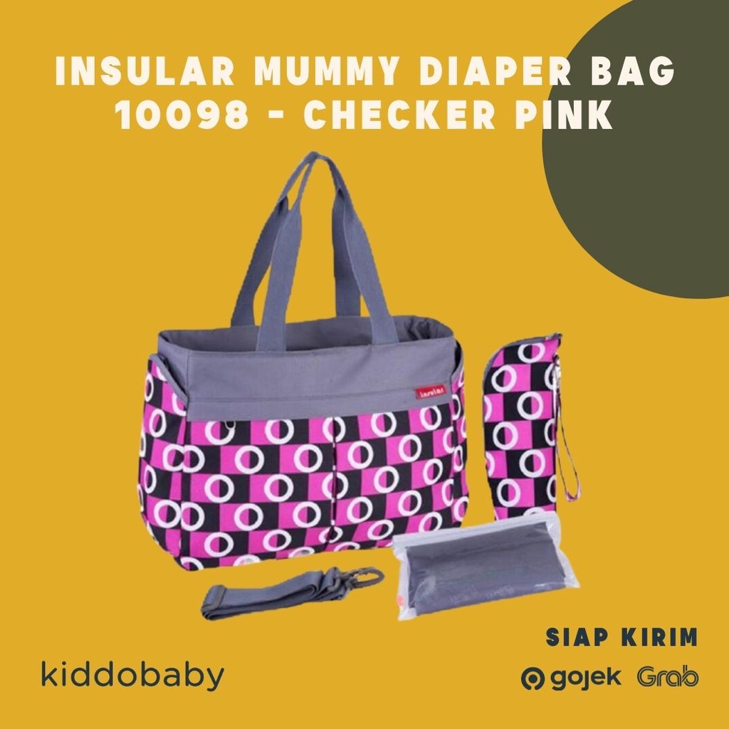 Insular Mummy Diaper Bag 10098 - Checker Pink