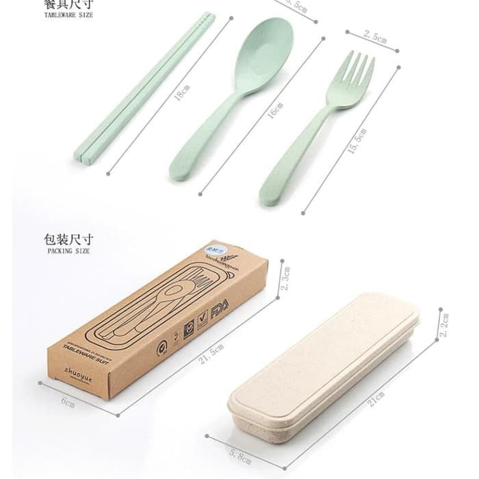 KUP - COD MURAH TABLEWARE SUIT 3 IN 1 SENDOK GARPU SUMPIT / SENDOK SET ALAT MAKAN SOUVENIR KOREAN