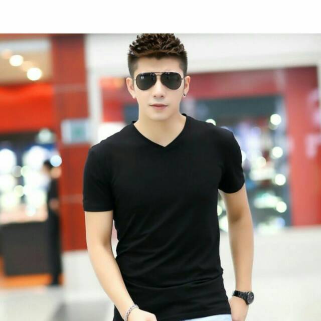  Kaos  pria  V neck polos Shopee  Indonesia