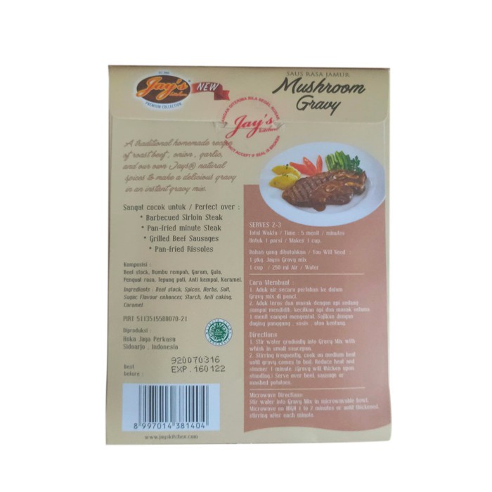 JAYS MUSHROOM SAUCE MIX 25 GR - SAUS STEAK RASA JAMUR HALAL NO MSG