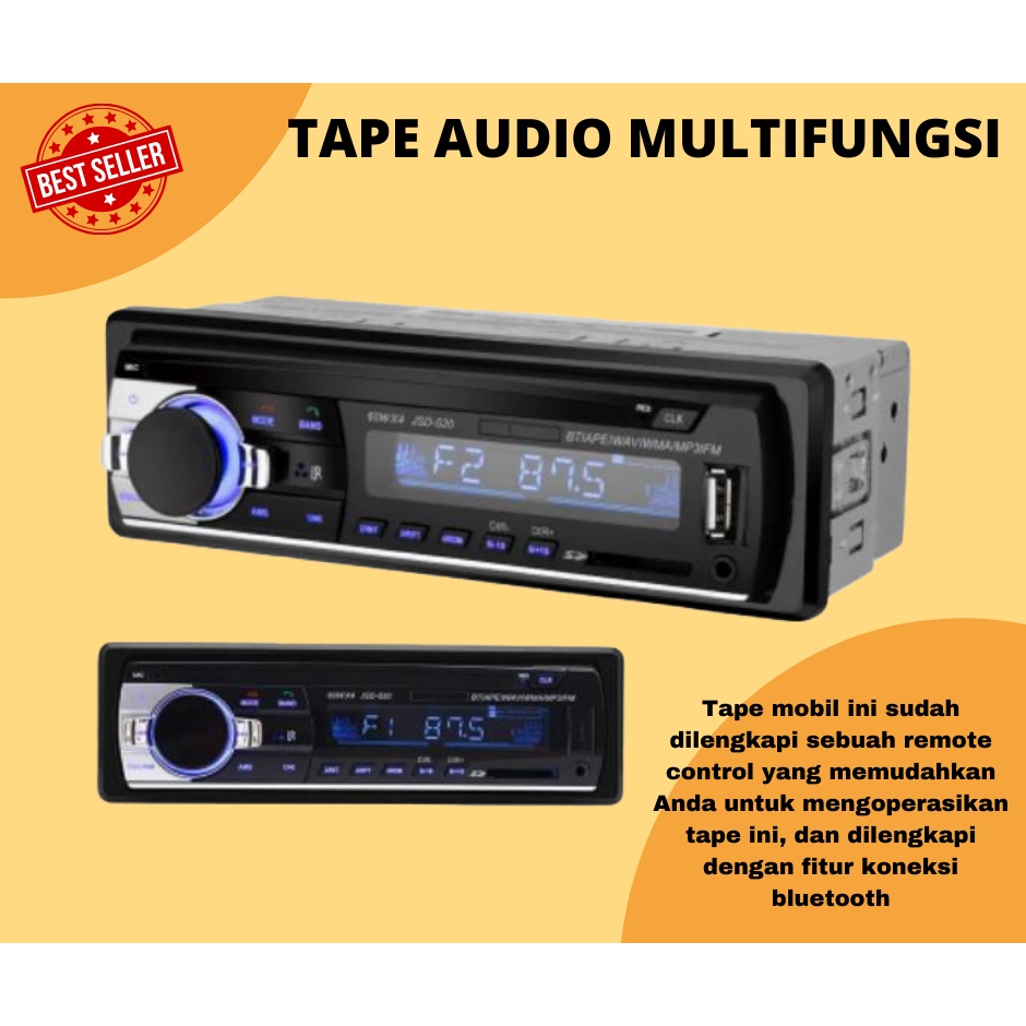 Tape Audio Mobil Multifungsi Bluetooth USB MP3 FM Radio JSD-520-Hitam