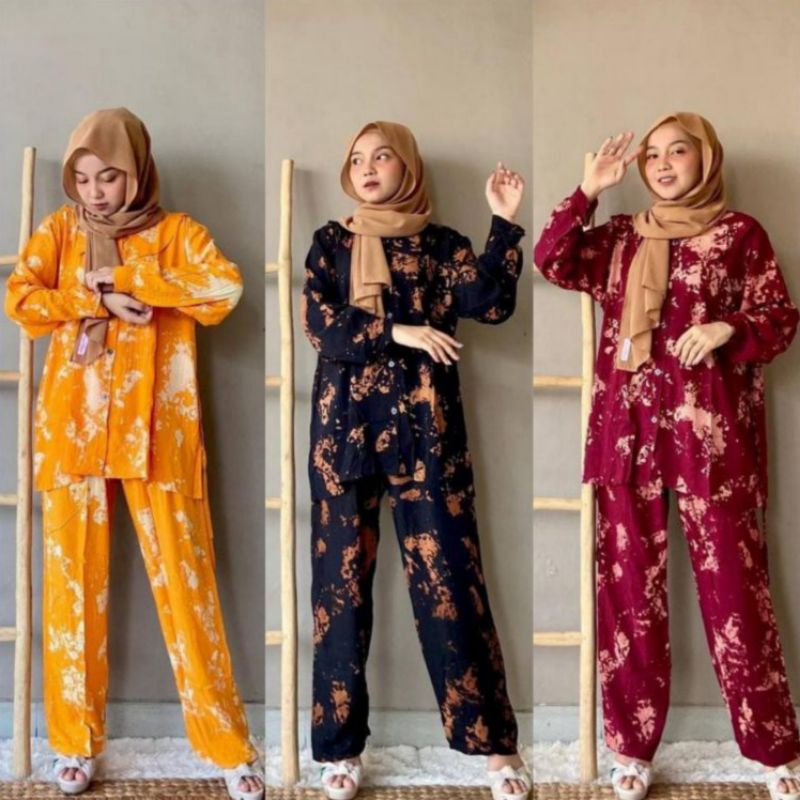 [BISA COD] Tie Dye / Setelan Tie Dye / TieDye One Set Rayon