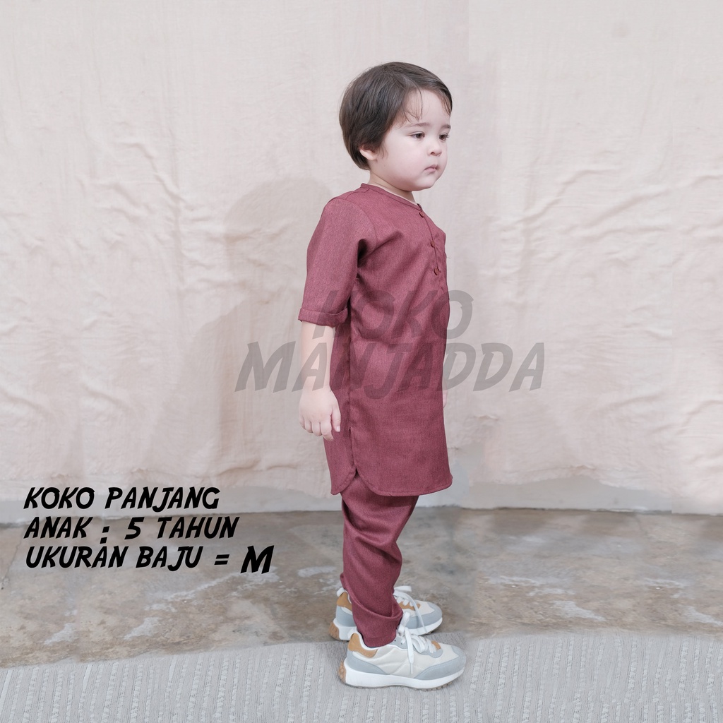 ManJadda - Setelan Koko Anak 2-11 Tahun Kurta Adam Manasik Jubah Polos Anak Setelan Baju Lebaran