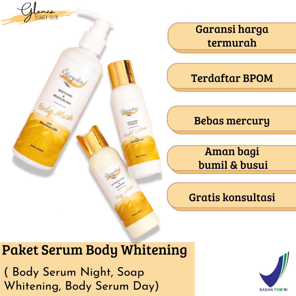 Paket body lotion pemutih badan Permanen BPOM Gloryskin Shopee Indonesia