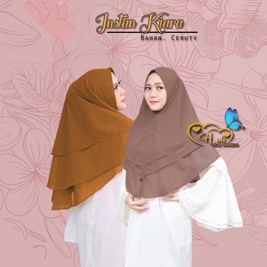 Hijab Khimar Kiara Syari 3 Layer Non Pet Ceruty Bahan Adem dan Tebal Modis Kekinian Termurah