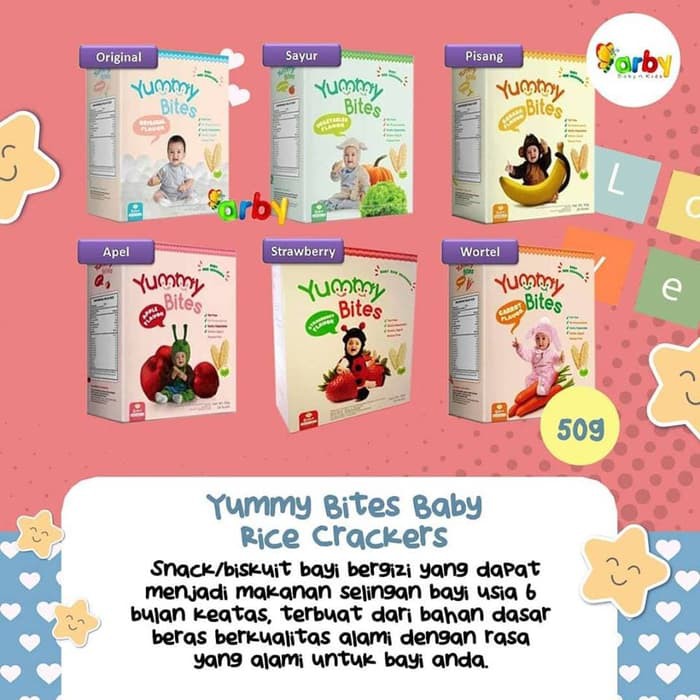 Yummy Bites Baby Rice Crackers Snack Bayi Biskuit Bayi