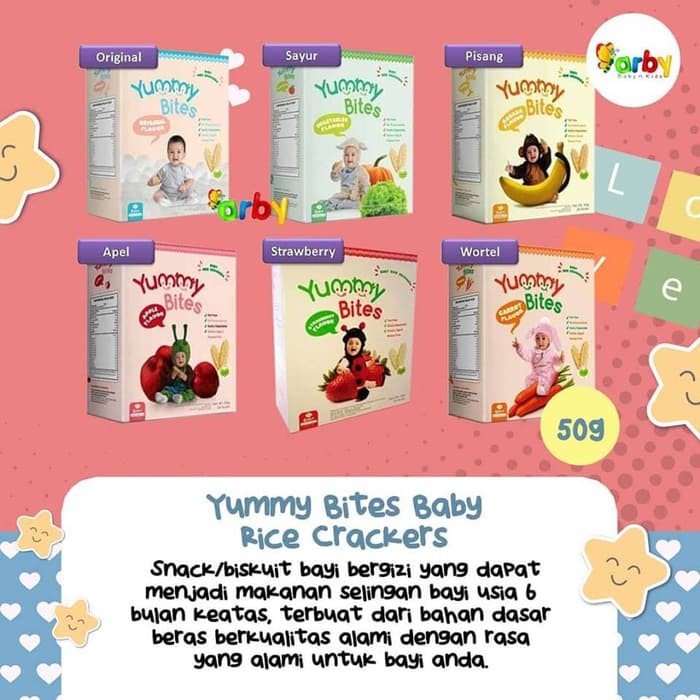 Yummy Bites Baby Rice Crackers Snack Bayi Biskuit Bayi