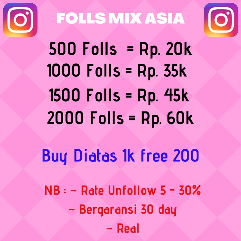 #Promo Instagram Followers Real Mix Asia