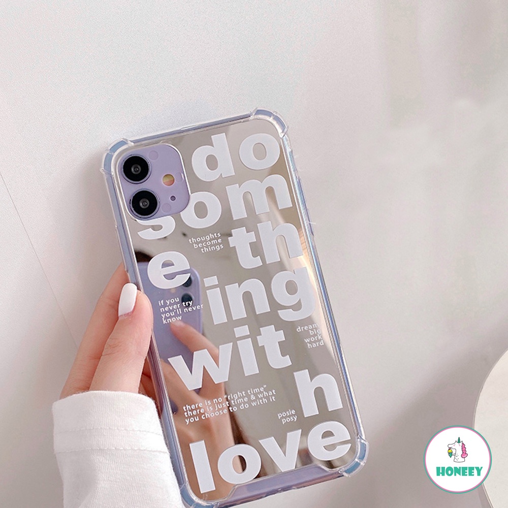 INS Art Letter Mirror Phone Holder Phone Case compatible for IPhone 14 13 12 11 Pro Max X Xs Max XR 8 7 Plus Shockrpoof Soft TPU Back Cover