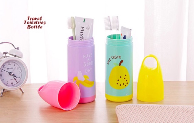 Travel toiletries bottle motif buah botol tempat sikat gigi dan odol