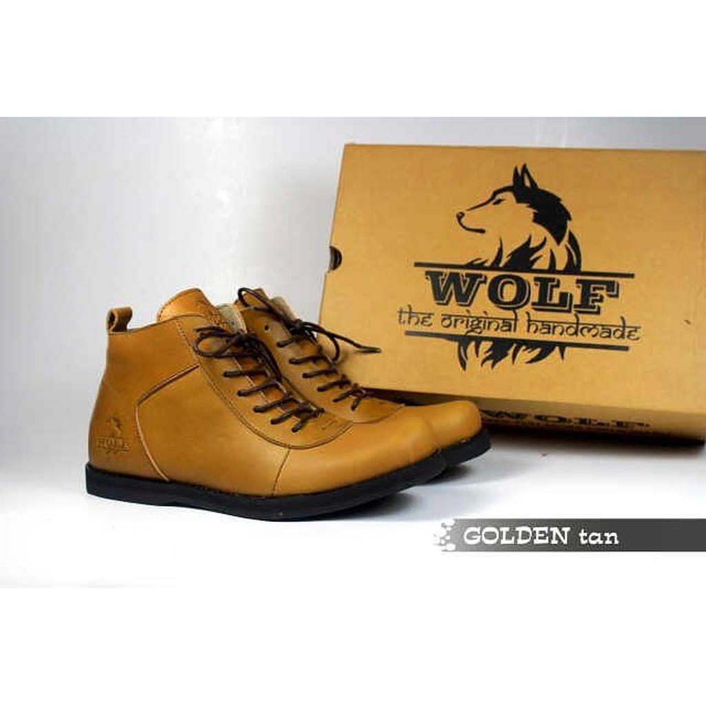 Sepatu Wolf Golden Tan (Golden Series) Kulit Full Up