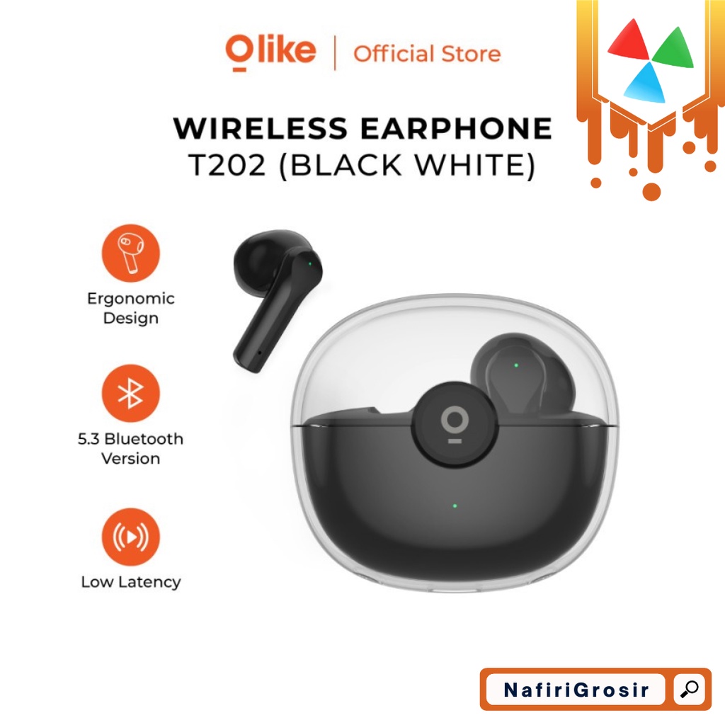 EARPHONE WIRELESS OLIKE T202 JELLY PODS BLUETOOTH MULTI LAYER CASE TRANSPARAN