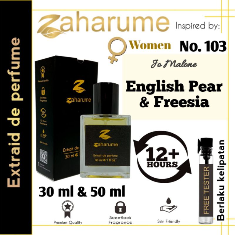 Zaharume Parfum English Pear &amp; Freesia No. 103 Parfum Tahan Lama Inspired Parfum Wanita