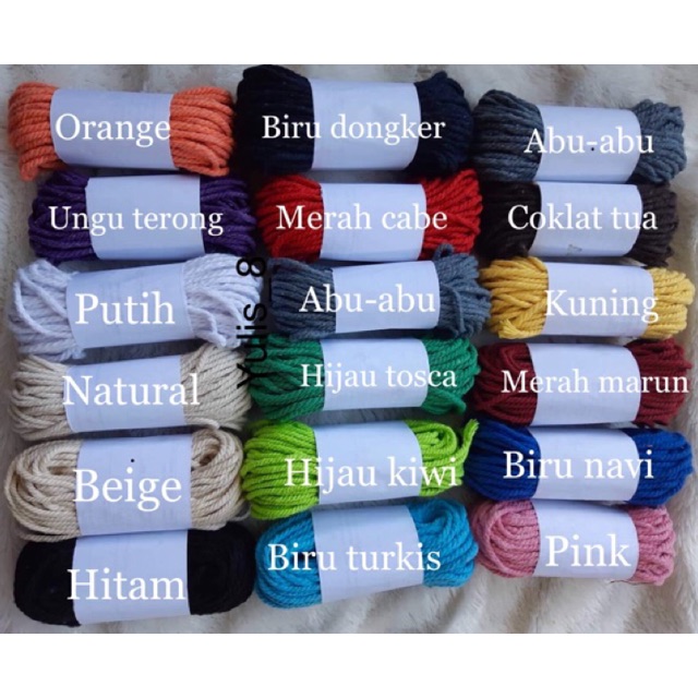 Benang katun premium warna/tali macrame size 4mm