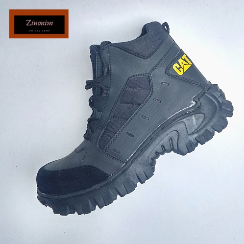 Sepatu Safety Boots Pria Sepatu Septi Ujung Besi Hitam Tinggi