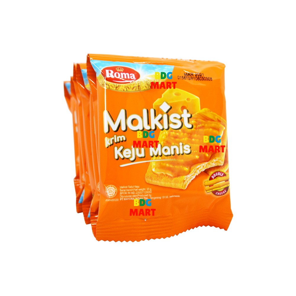 

RENCENG Roma Malkist Krim Keju Manis Biskuit Renyah Dengan Olesan Double Sweet Cheese - 10pcs x 23gr