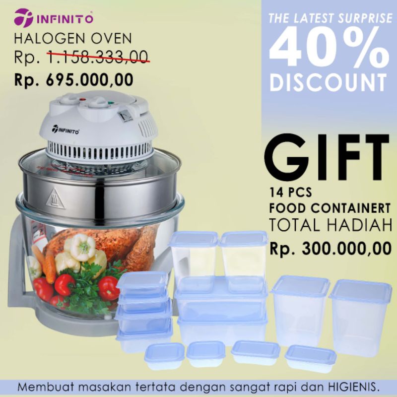 PROMO.. Air Fryer INFINITO Oven Halogen Tembus Pandang Low Watt