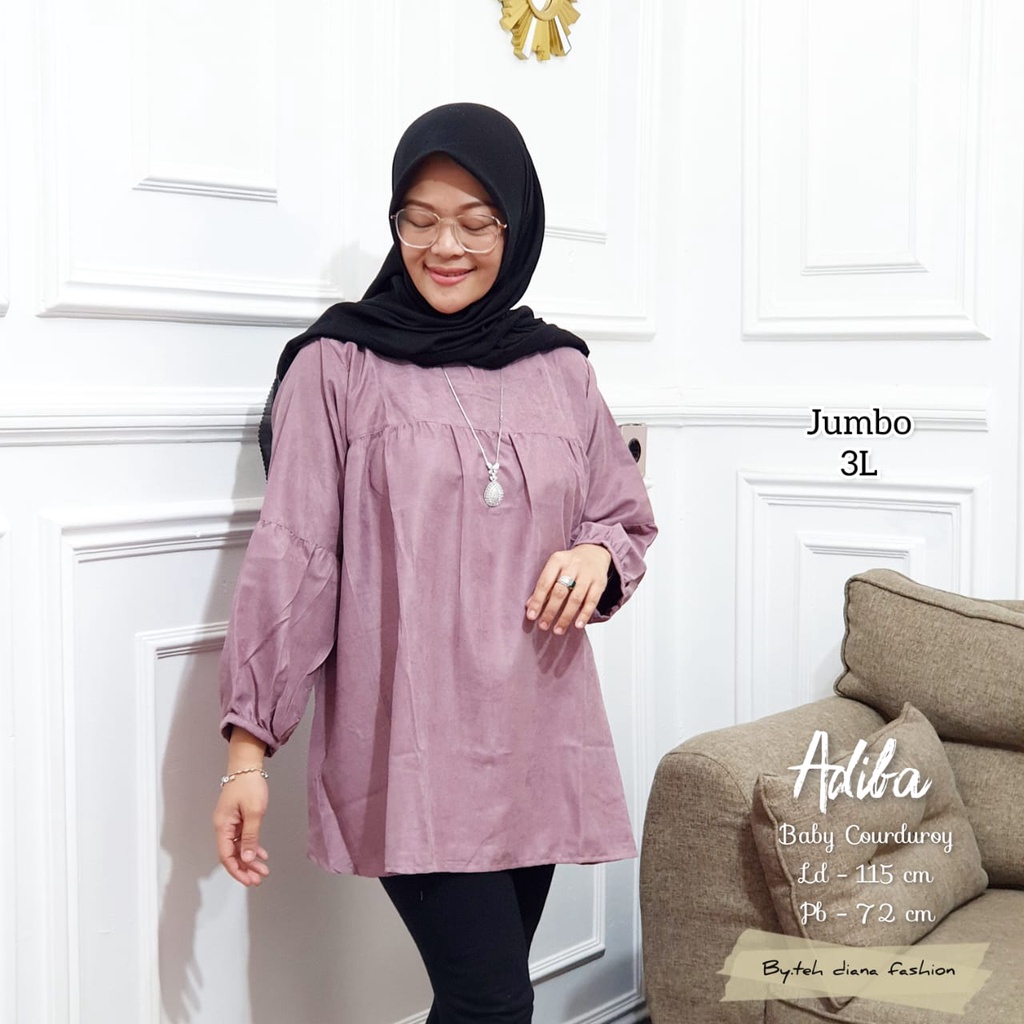 Atasan Wanita Jumbo / Blouse Wanita Jumbo / Baju Atasan Wanita Jumbo 3L Adiba Corduroy Ld 115 Cm-5