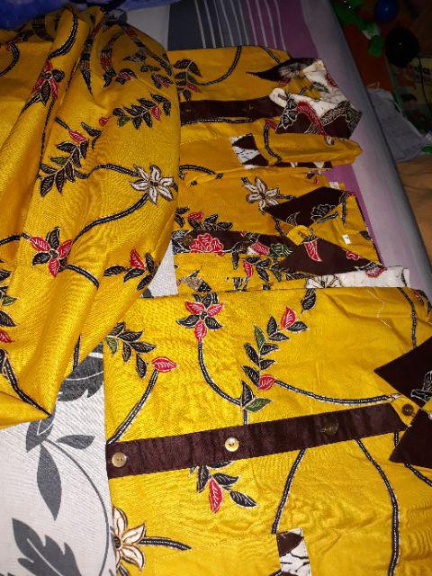 Qnunbatik Batik Keluarga/family Gamis Muslim Adelia Madura Kuning