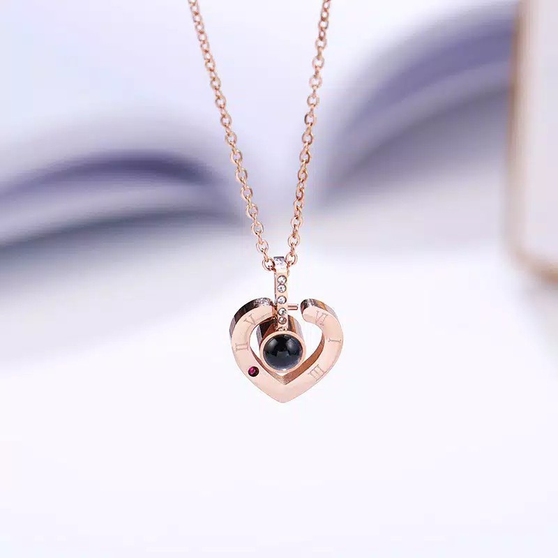 GG Kalung 100 Bahasa ILOVEU Aksen Love Titanium #KL-143RH