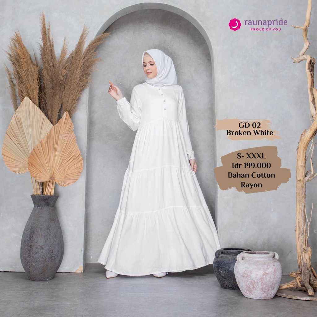 GAMIS MUSLIMAH RAUNA GD 02 BROKEN WHITE