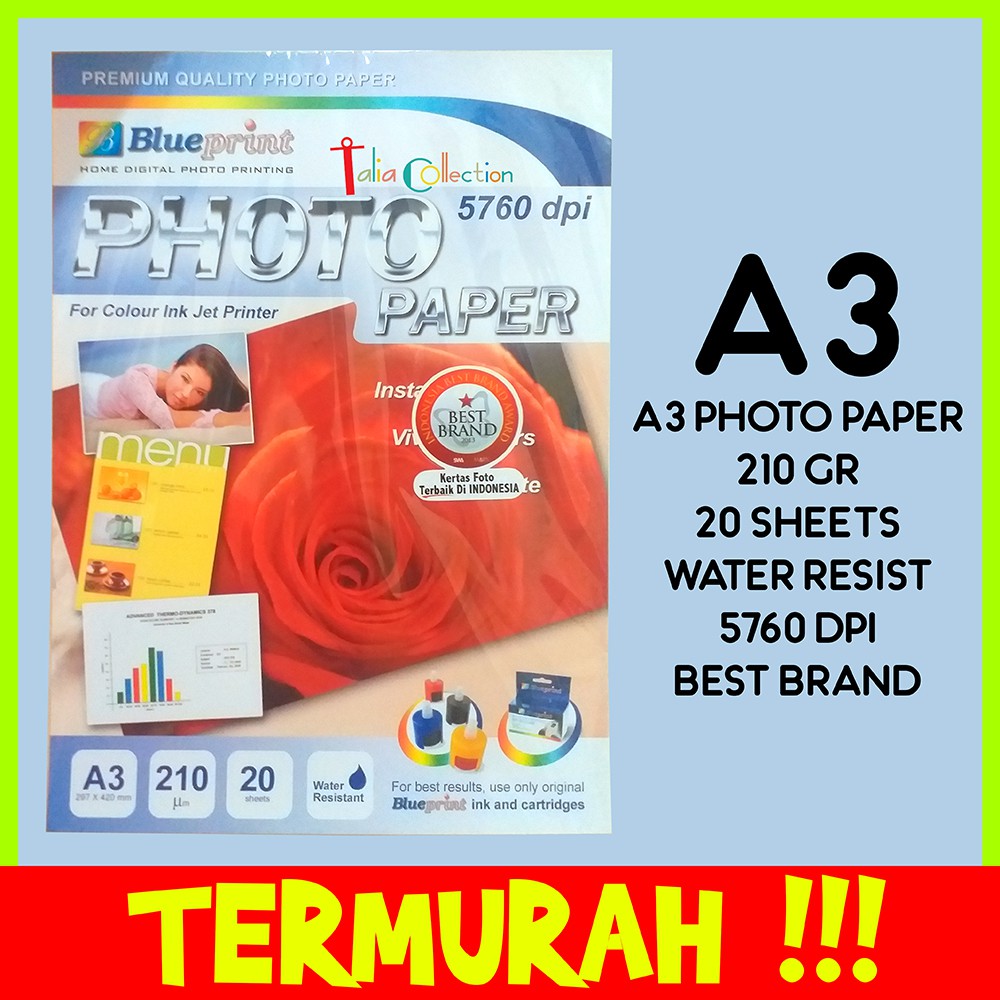 Blueprint Photo Paper A3 Glossy TERMURAH