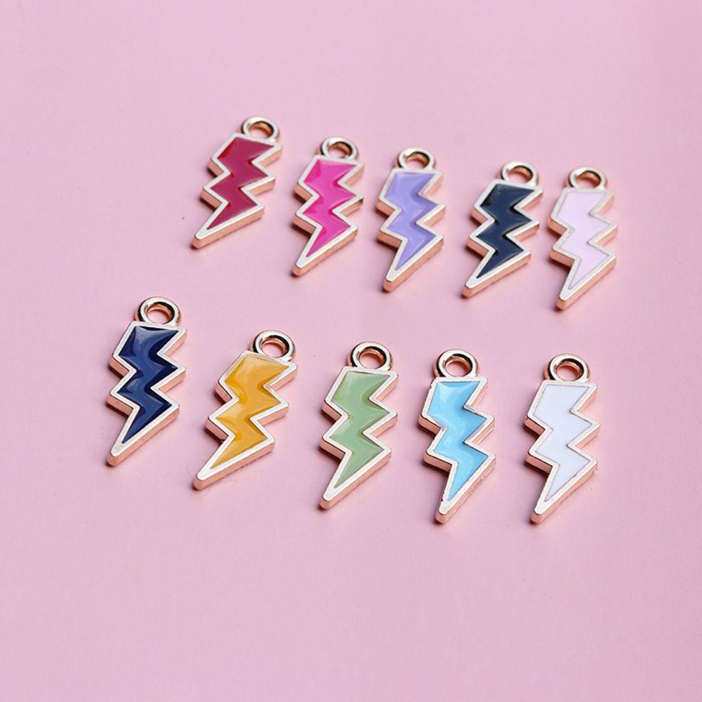 R-flower 10PCS Liontin Petir Warna Permen Gelang Anting DIY Aksesoris Enamel Charms