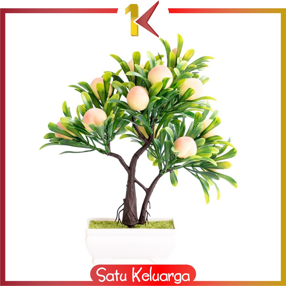 SK-C170 Ornamen Pot Buah Tanaman Hias Plastik Murah Bunga Hiasan Dekorasi Rumah Artificial Plant-Ornamen - Persik