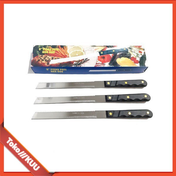 PISAU POTONG ROTI/ BOLU /KUE TART/Pisau Roti dua sisi Stainless Steel panjang kwalitas bagus  100gr