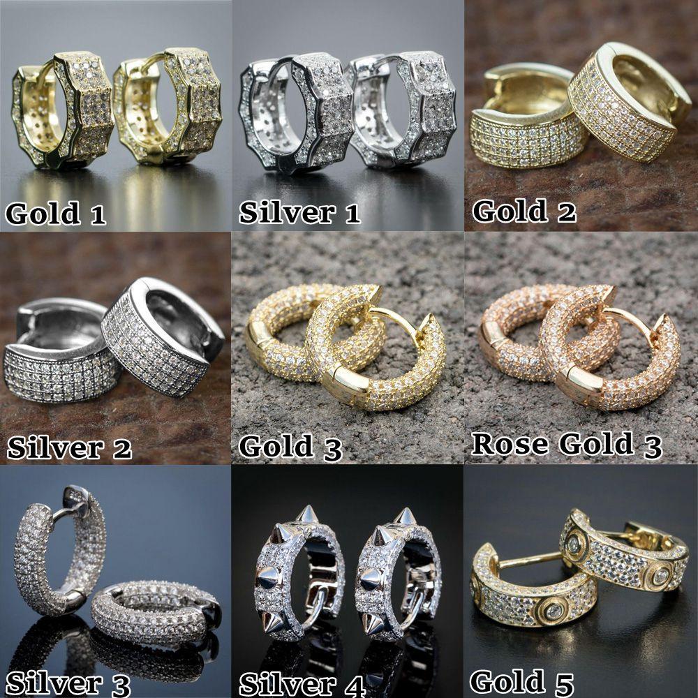 PINEAPPLE Penuh Zirkon Anting Wanita Pria Helix Tulang Rawan Tragus Cubic Zirconia Huggie Hoop Earring Hoop Menjuntai Ear Stud