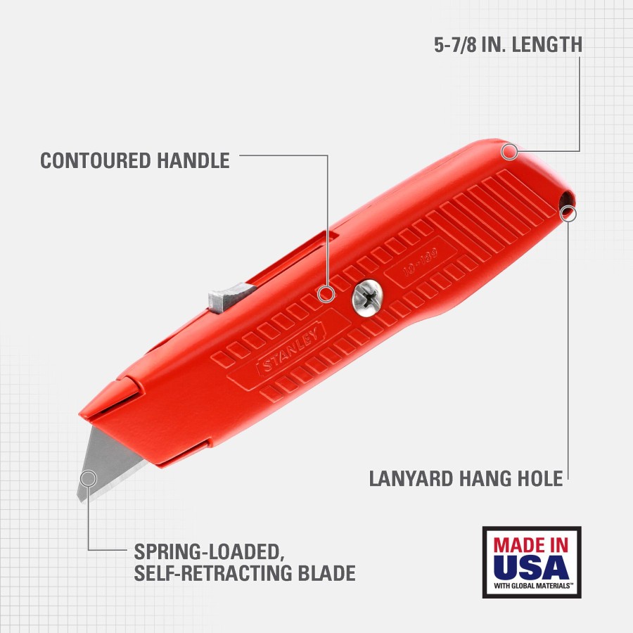 Stanley 10-189C 6&quot; INTERLOCK SAFETY UTILITY KNIFE CUTTER PISAU CUTER