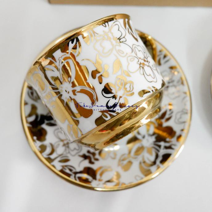 TOKOSEMUASENANG CANGKIR SET BISTRO GOLD 12 PCS (FLOWER GOLD)