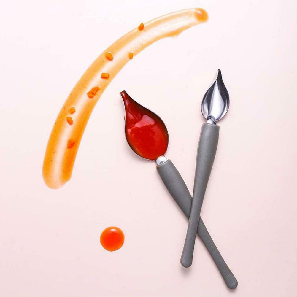 Chef Stainless Steel Painting Pencil Spoons/DIY Coffee Art Spoon Drawing Tool/Dessert Sauce Dish Decorative