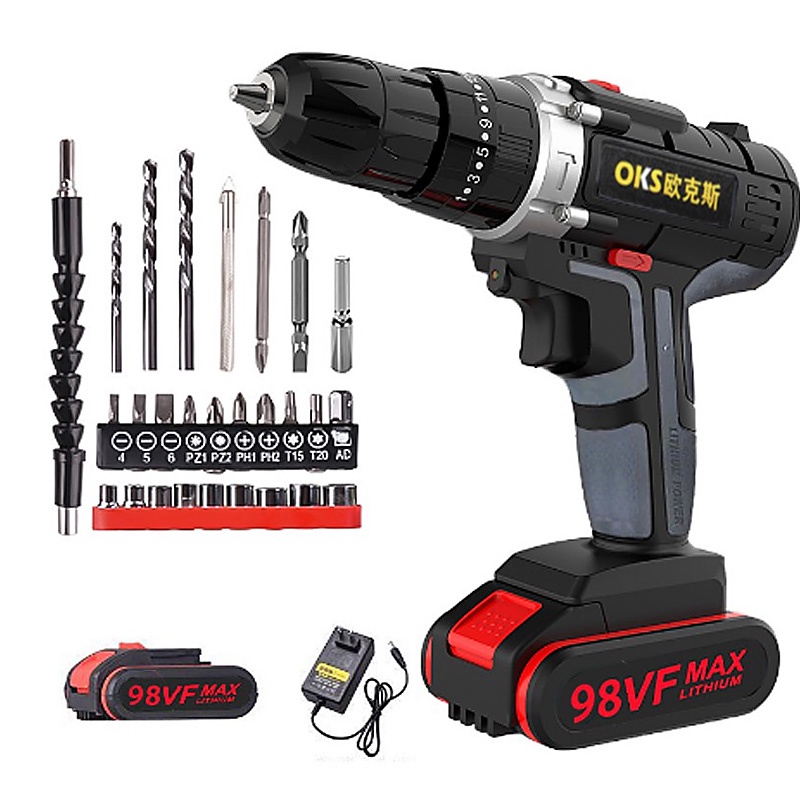 98VF 198vf  Mesin Bor Elektrik - Electric Drill Set - Mesin Bor Tangan Elektrik / Bor Mesin Elektrik Drill 10mm Set Reversible Mesin Bor Tangan Listrik