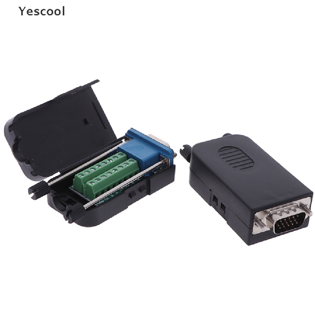 Yescool D-SUB DB15 Konektor Terminal Kabel VGA Male 3 Baris 15 Pin