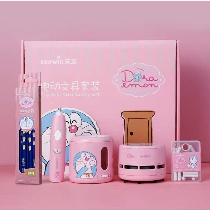 

Doraemon Automatic Stationery Set - Merah Muda
