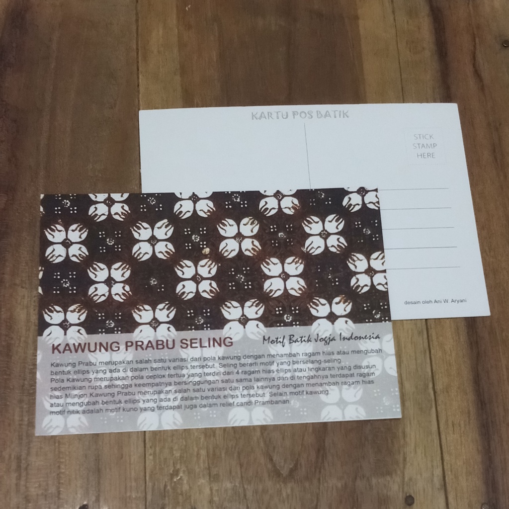 

KARTU POS BATIK INDONESIA POSTCARD MOTIF KAWUNG PRABU MOTIF KECIL ISI 8 LEMBAR BISA CAMPUR MOTIF