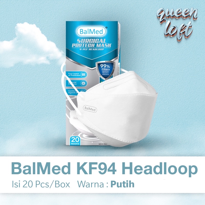 Masker Medis BalMed HIJAB HEADLOOP KF94 (HALAL) Isi 20 Pcs/Box