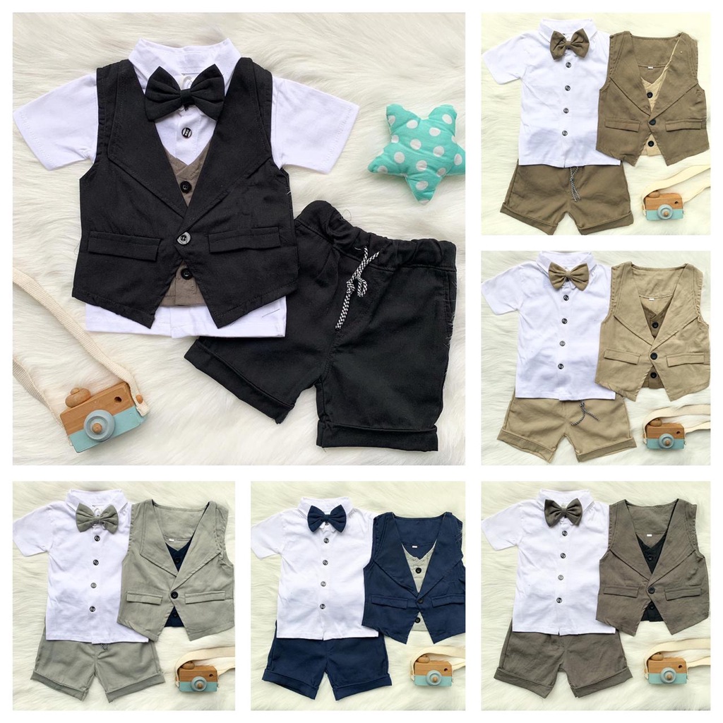 Set Baby Tuxedo celana Panjang Nadeo 1-3 Tahun Celan | Setelan Jas Anak Laki Laki | Baju Pesta Anak 