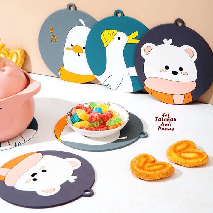 TATAKAN PIRING alas di meja makan Silicone tahan panas Anti panas - alas meja makan - alas piring