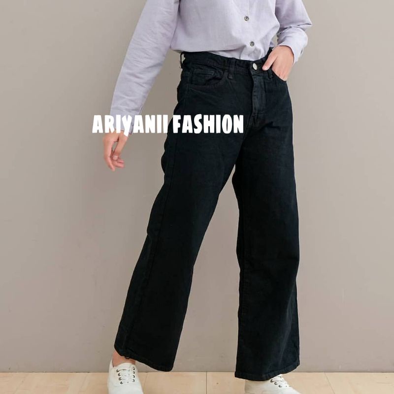 ARN - CELANA JEANS WANITA KULOT RAWIS HITAM JINS PUTIH DENIM HIGHWAIST BOYFRIEND CUTBRAY KOREAN Style