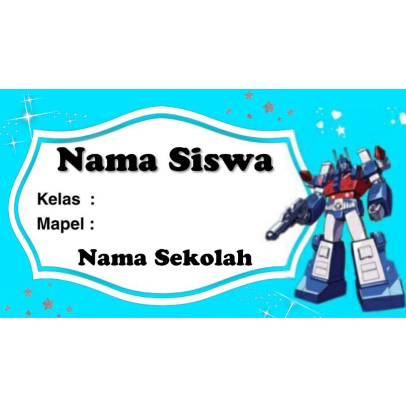 

(ISI 50 PCS) Label Buku Stiker Motif Robot Warna biru (Bisa Pakai Foto)