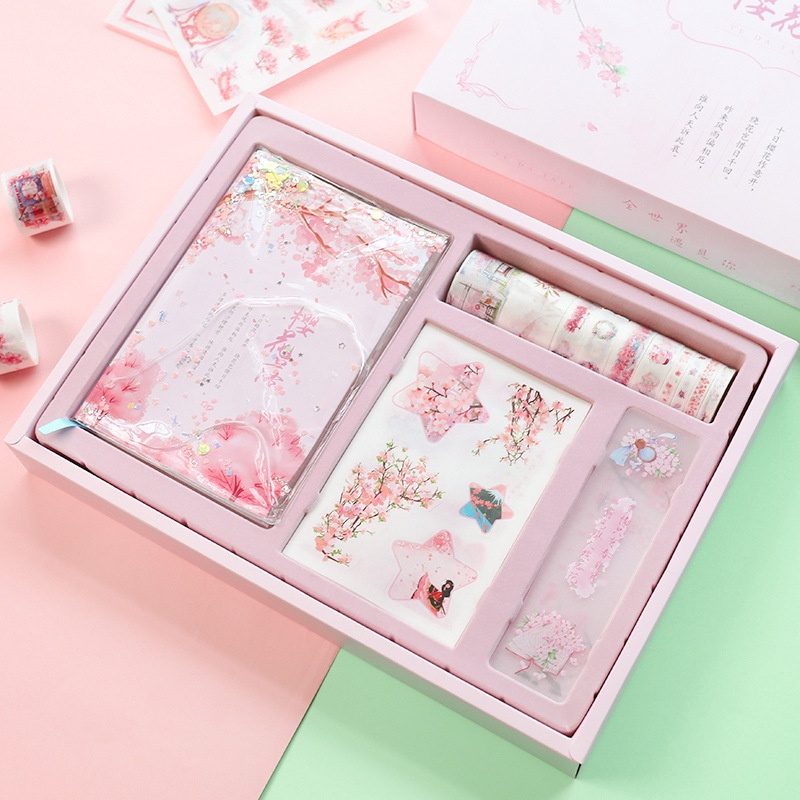 Kreatif Cherry Blossom Buku Hadiah Hadiah Set Konstelasi Mahasiswa Notebook Hadiah Buku Diary Notepad