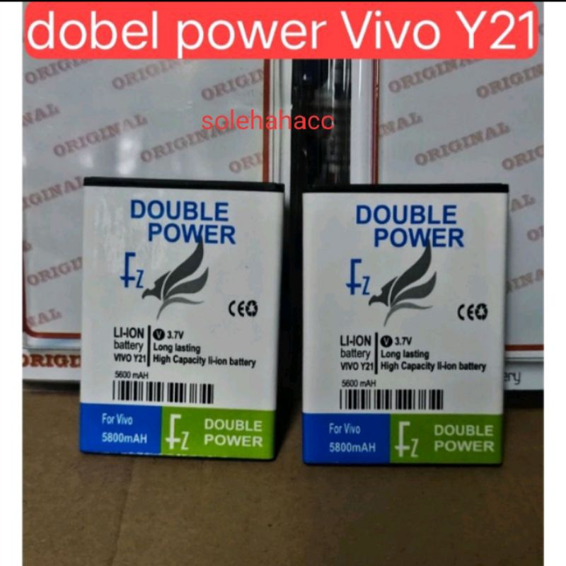 baterai dobel power asli merek fz hp vivo y21 hp lawas kualitas tahan lama kapasitas 5800mah